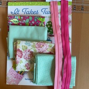 It Takes Two!  Floral and Geometric Fabric Book Bundle with Pink Zippers